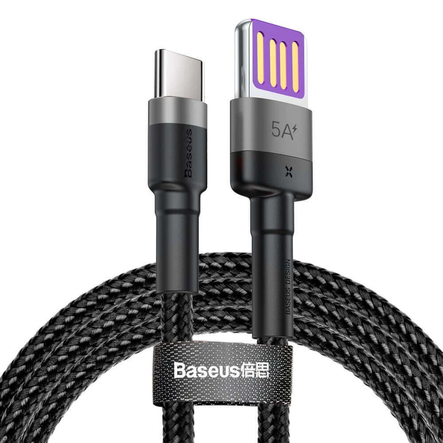 Кабель Baseus Cafule USB Type C SuperCharge 40 Вт Quick Charge 3.0 QC 3.0 1 м, серо-черный (CATKLF-PG1): цены и характеристики