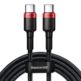 Кабель Baseus CATKLF-AL91 USB-C - USB-C PD QC 100 Вт 5 А 480 Мбит/с, 2 м, черно-красный