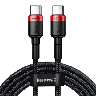 Кабель Baseus CATKLF-AL91 USB-C - USB-C PD QC 100 Вт 5 А 480 Мбит/с, 2 м, черно-красный