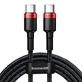 Кабель Baseus CATKLF-AL91 USB-C - USB-C PD QC 100 Вт 5 А 480 Мбит/с, 2 м, черно-красный