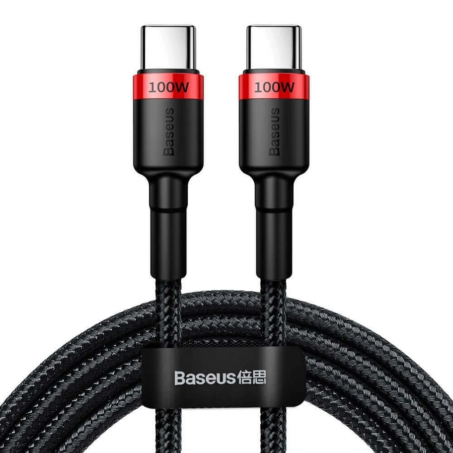 Кабель Baseus CATKLF-AL91 USB-C - USB-C PD QC 100 Вт 5 А 480 Мбит/с, 2 м, черно-красный: цены и характеристики