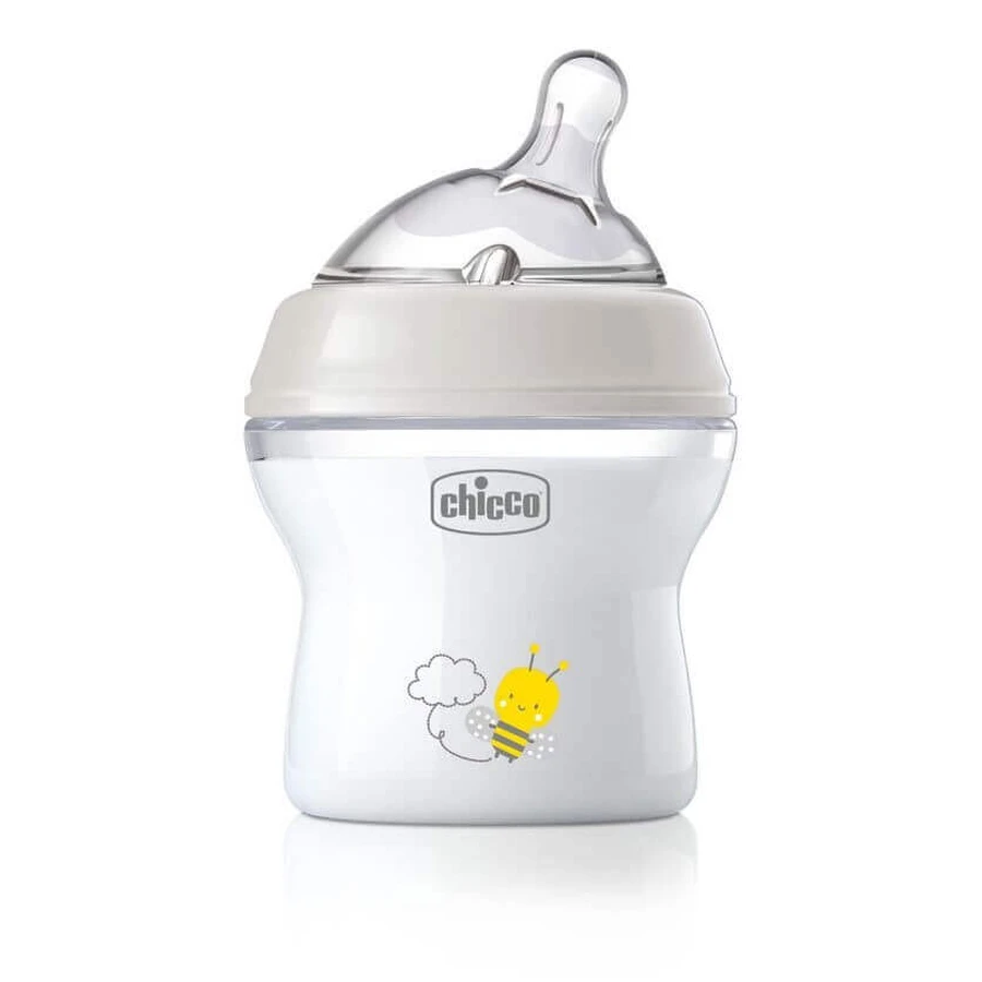Пластиковая бутылочка Chicco NaturalFeeling с силиконовой соской, медленный поток, 0 м+, 150 мл: цены и характеристики