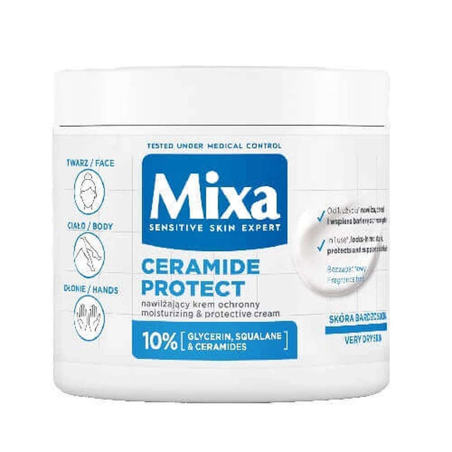 Увлажняющий защитный крем Mixa Ceramide Protect для лица, рук и тела, 400 мл: цены и характеристики
