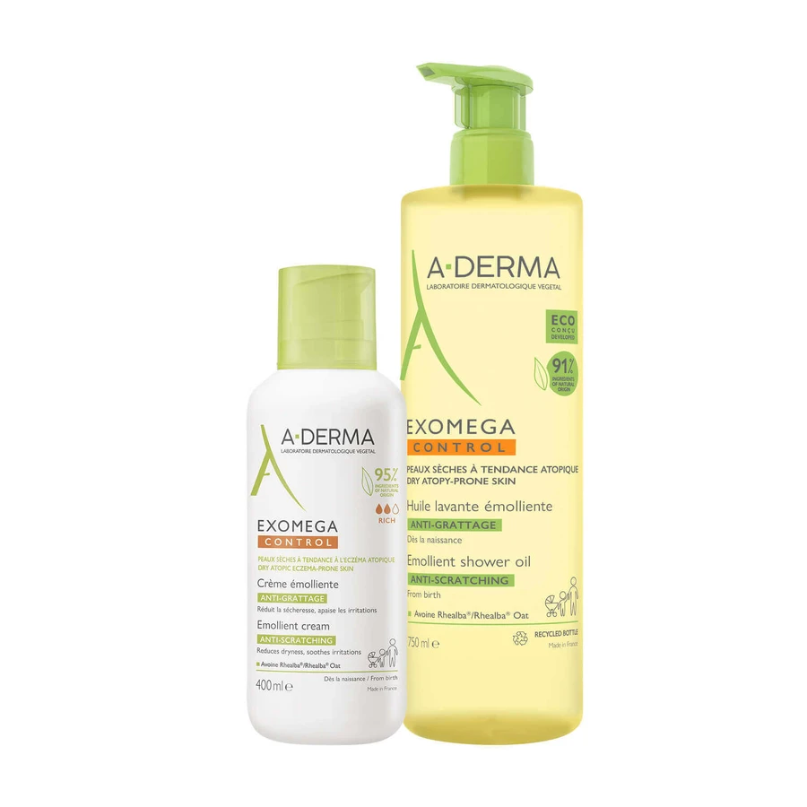 Набор A-Derma Exomega Control, улей де дюш эмолиент, пилюля, используемая для лечения, де-ла-наштере, 750 мл + крем-де-эмолиент, пилюля, используемая для лечения, 400 мл: цены и характеристики