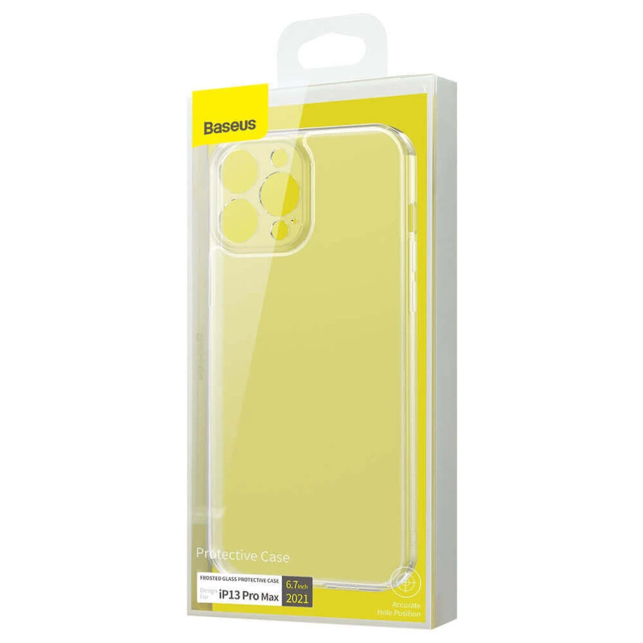 Чехол Baseus Frosted Glass для iPhone 13 Pro Max, жёсткий чехол с гелевой рамкой, прозрачный (ARWS000202): цены и характеристики