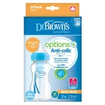 Dr Brown's, пляшечка проти кольок, широке горлечко Options +, з соскою, синя, 2 x 270 мл: ціни та характеристики