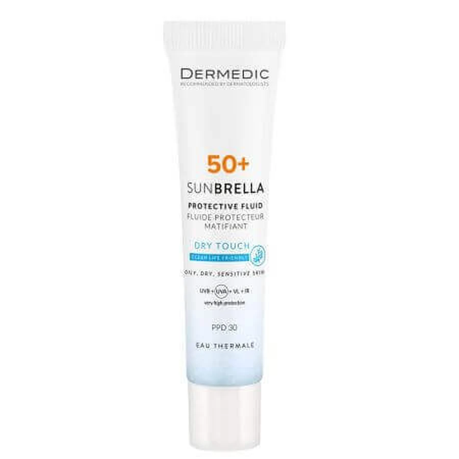 Сонцезахисний крем для обличчя матуючий SPF 50+, 40 мл, Dermedic: ціни та характеристики