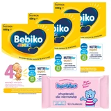 Набор Bebiko Junior 4 Nutriflor Expert, formulă nutritivă pe bază de lapte, peste 2 ani, 3 x 600 g + Bambino, șervețele umede, de la naștere, 63 bucăți gratuit