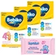 Набір Bebiko Junior 4 Nutriflor Expert, formulă nutritivă pe basă de lapte, peste 2 ani, 3 x 600 g + Bambino, șervețele umede, de la naștere, 63 bucăți gratuit