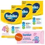 Набір Bebiko Junior 4 Nutriflor Expert, formulă nutritivă pe basă de lapte, peste 2 ani, 3 x 600 g + Bambino, șervețele umede, de la naștere, 63 bucăți gratuit: ціни та характеристики