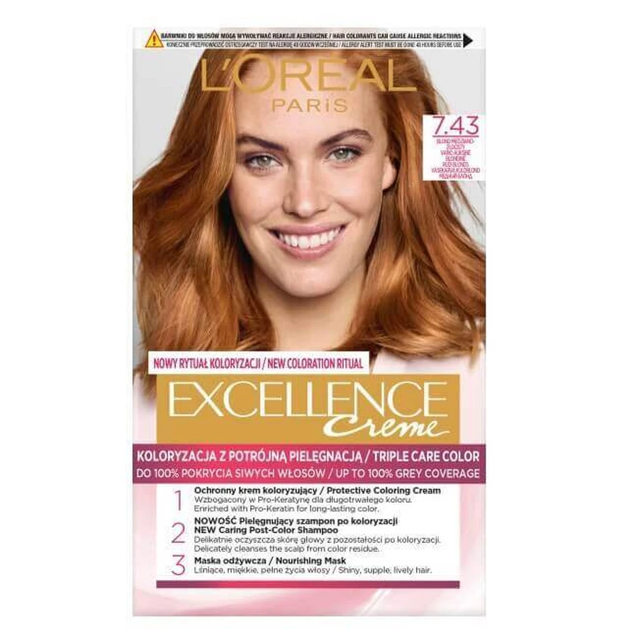 L Oreal Paris Excellence Creme Hair Dye 7.43 Copper Gold Blonde: ціни та характеристики