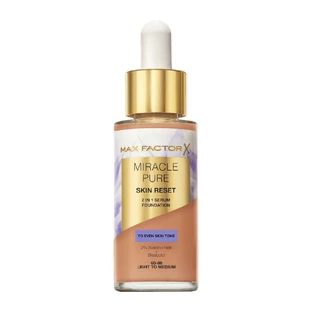 Питательная тональная основа с сывороткой Max Factor Miracle Pure 2-в-1 Skin Reset, веганская формула, оттенок 60-80, от светлого до среднего, 30 мл