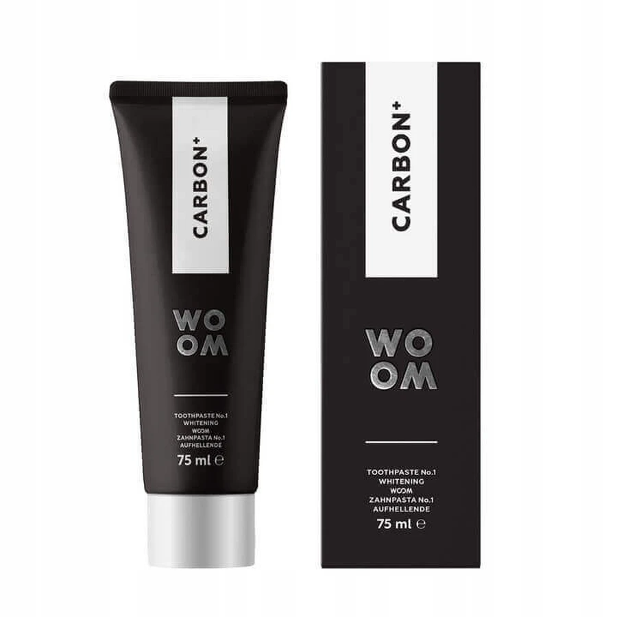 Відбілююча чорна зубна паста Woom Carbon+ з активованим вугіллям, 75 мл: ціни та характеристики