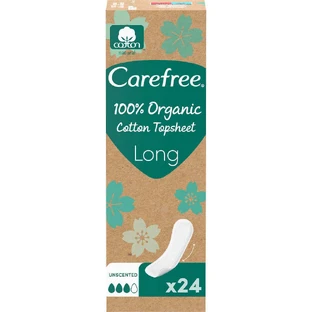 Длинные ежедневные прокладки Carefree из органического хлопка, 24 штуки