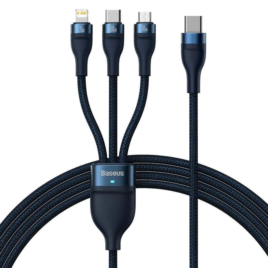 Кабель Baseus Flash Series II USB Type C / USB Type C / Lightning / micro USB 100 Вт 1,5 м синий (CASS030203): цены и характеристики