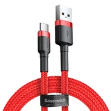 Кабель Baseus Cafule, прочный нейлоновый кабель USB/USB-C QC3.0 2A 3M, красный (CATKLF-U09)