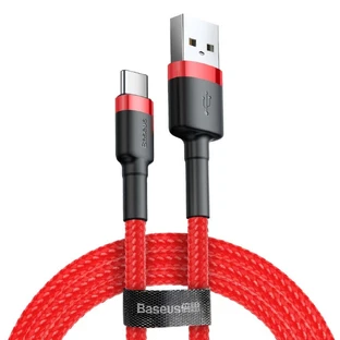 Кабель Baseus Cafule, прочный нейлоновый кабель USB/USB-C QC3.0 2A 3M, красный (CATKLF-U09)