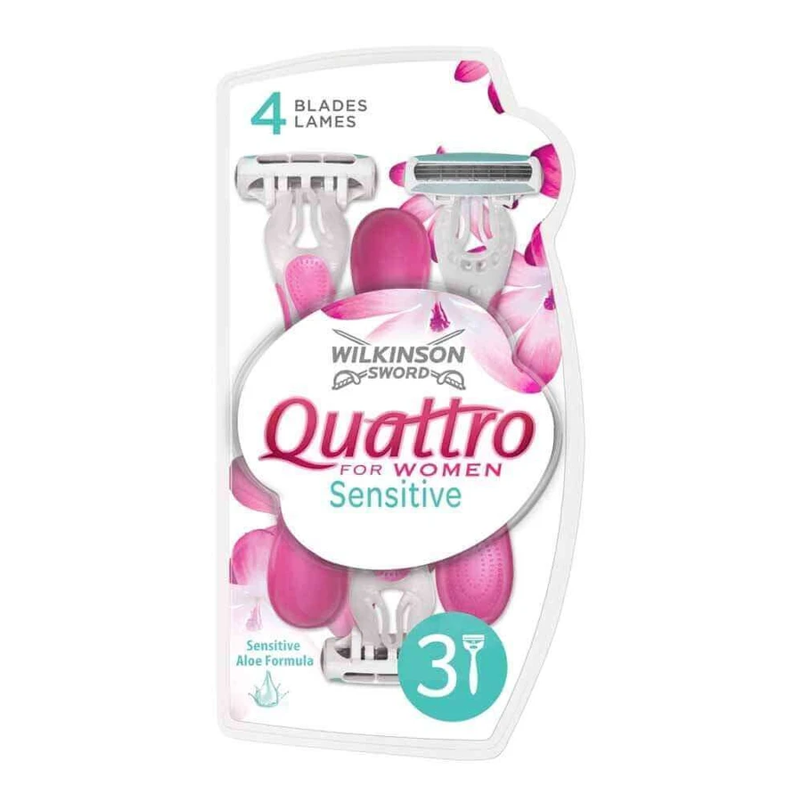Жіночі бритви Wilkinson Quattro For Women Sensitive, 3 шт: ціни та характеристики