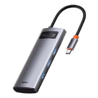 Baseus Metal Gleam 5in1 Multifunctional USB Type C HUB - USB Type C Power Delivery 100W / HDMI 4K 30 Hz / 3x USB 3.2 Gen 1 Gray (CAHUB-CX0G)