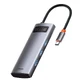 Baseus Metal Gleam 5in1 Multifunctional USB Type C HUB - USB Type C Power Delivery 100W / HDMI 4K 30 Hz / 3x USB 3.2 Gen 1 Gray (CAHUB-CX0G)