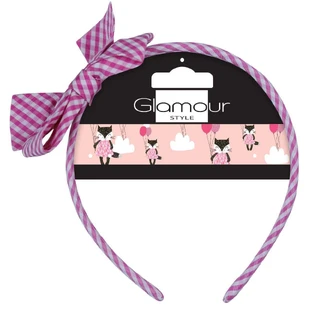Пов'язка на голову Glamour Kids з рожевим картатим бантом