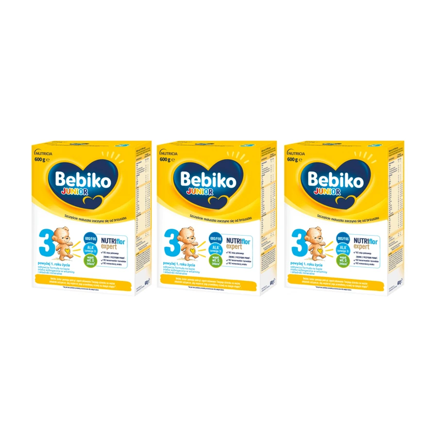Набір Bebiko Junior 3 Nutriflor Expert, lapte modificat, peste 1 an, 3 x 600 г: ціни та характеристики