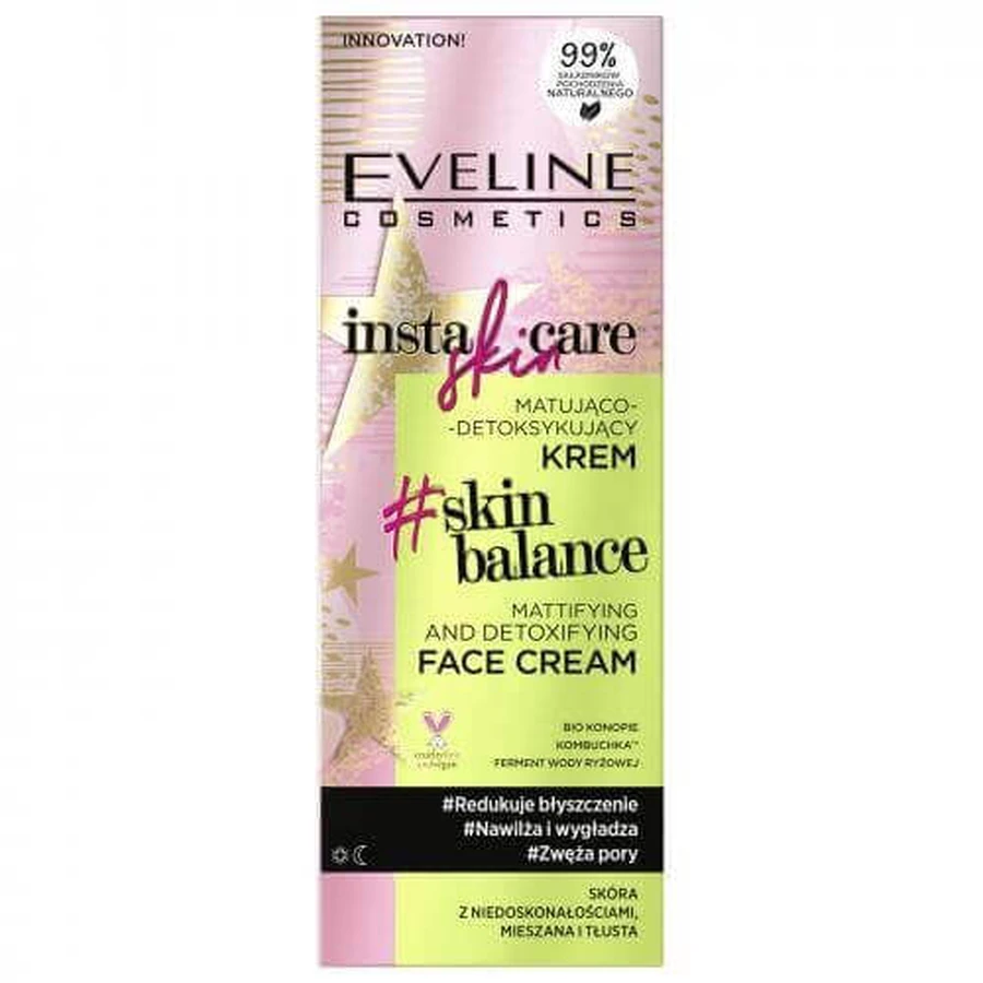 Eveline Cosmetics Insta Skin Care Матуючий і детоксикуючий крем для комбінованої та жирної шкіри з недоліками, 50 мл: ціни та характеристики