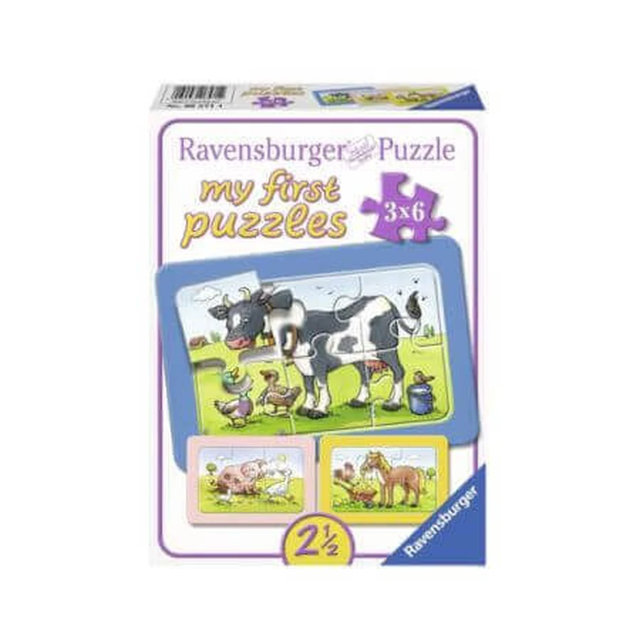 Пазл Животные Добрые друзья, + 3 года, 3 х 6 деталей, Ravensburger: цены и характеристики