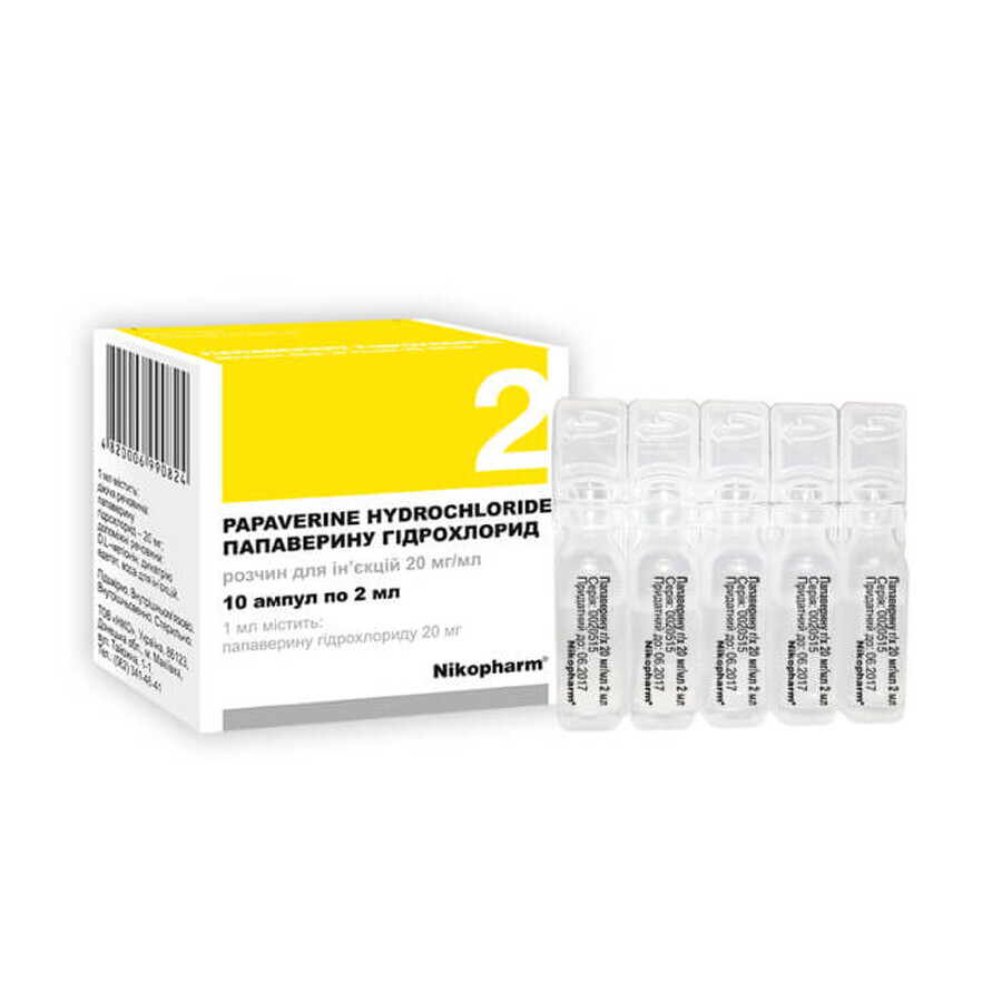 Папаверина гидрохлорид р-р д/ин. 20 мг/мл амп. 2 мл №10: цены и характеристики