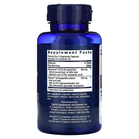 Ашваганда Плюс, Ashwagandha Plus, Life Extension, 60 вегетаріанських капсул: ціни та характеристики