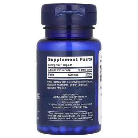Біотин, 600 мкг, Biotin, Life Extension, 100 капсул: ціни та характеристики