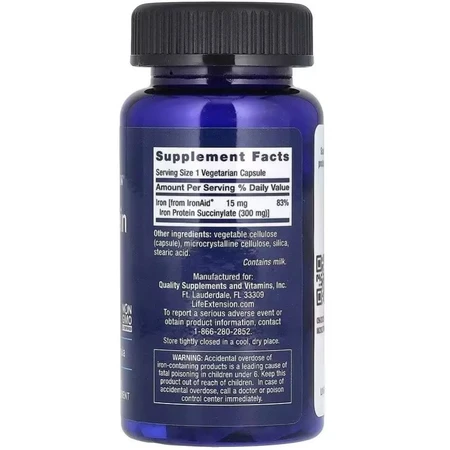 Железо, Iron Protein Plus, IronAid, Life Extension, 100 вегетарианских капсул: цены и характеристики