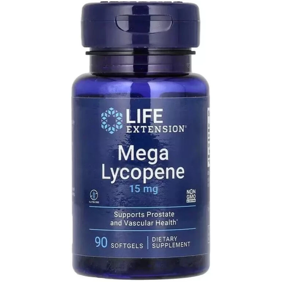 Лікопін, 15 мг, Mega Lycopene, Life Extension, 90 гелевих капсул: ціни та характеристики