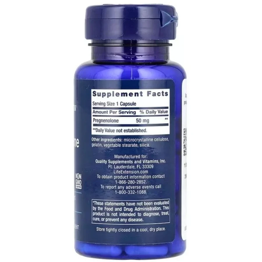 Прегненолон, Pregnenolone, Life Extension, 100 капсул: ціни та характеристики