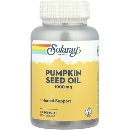 Олія насіння гарбуза, 1000 мг, Pumpkin Seed Oil, Solaray, 90 гелевих капсул: ціни та характеристики