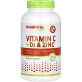 Витамин C, D3 и цинк, Immunity, Vitamin C, D3 & Zinc, NutriBiotic, 250 капсул
