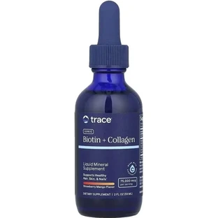 Біотин та Колаген іонізований, 75 000 мкг, смак полуниці та манго, Ionic Biotin Collagen, Trace Minerals, 59 мл