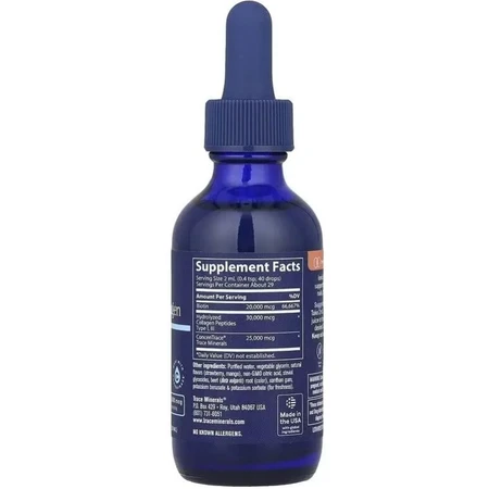 Біотин та Колаген іонізований, 75 000 мкг, смак полуниці та манго, Ionic Biotin Collagen, Trace Minerals, 59 мл: ціни та характеристики