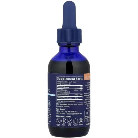 Вітамін C та Цинк іонізовані в краплях, Ionic Vitamin C+Zinc, Trace Minerals, 59 мл: ціни та характеристики