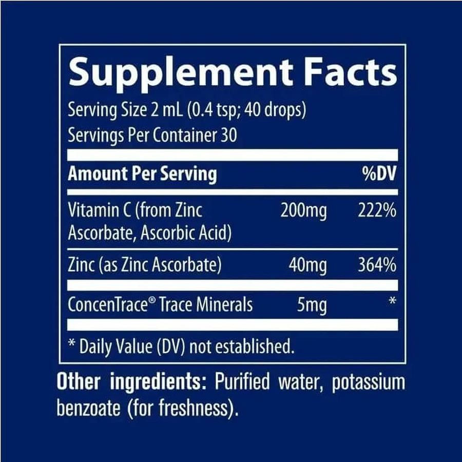 Вітамін C та Цинк іонізовані в краплях, Ionic Vitamin C+Zinc, Trace Minerals, 59 мл: ціни та характеристики