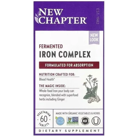 Залізо ферментований комплекс, Fermented Iron Complex, New Chapter, 60 таблеток: ціни та характеристики