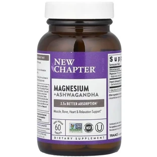 Магний и Ашваганда, Magnesium + Ashwagandha, New Chapter, 60 таблеток