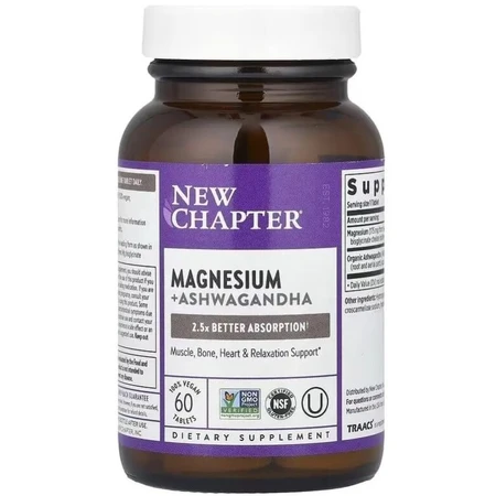 Магний и Ашваганда, Magnesium + Ashwagandha, New Chapter, 60 таблеток: цены и характеристики