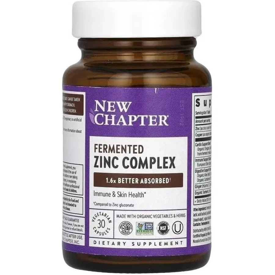 Цинк, ферментированный комплекс, Fermented Zinc Complex, New Chapter, 30 таблеток: цены и характеристики