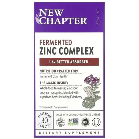 Цинк, ферментированный комплекс, Fermented Zinc Complex, New Chapter, 30 таблеток: цены и характеристики