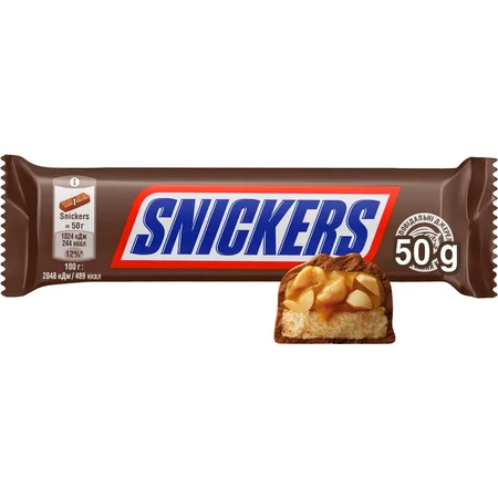 Шоколадный батончик Snickers 50 г : цены и характеристики