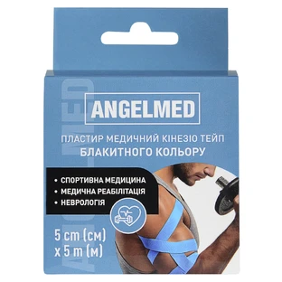 Пластырь медицинский кинезио тейп Angelmed голубой размер 5 м х 5 см, 1 шт