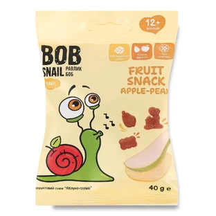 Снек Bob Snail Baby для дітей з 12 місяців Яблуко-Груша, 40 г