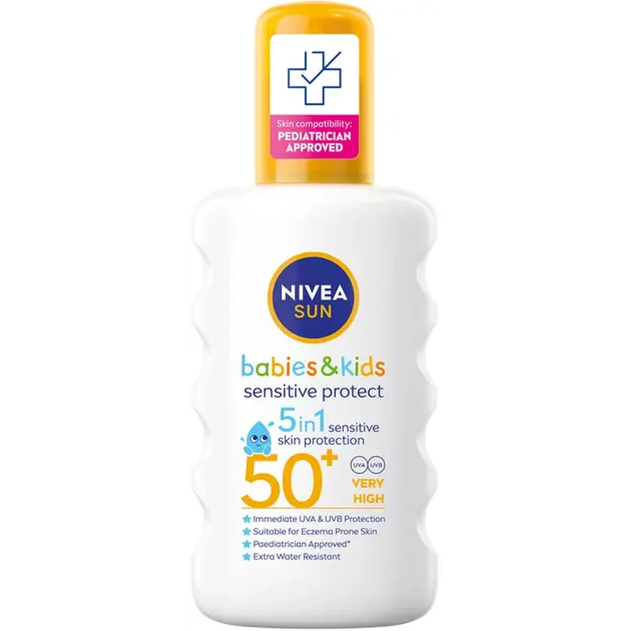 Дитячий сонцезахисний спрей NIVEA Sun Babies & Kids Захист для чутливої шкіри SPF 50+ 200 мл: ціни та характеристики
