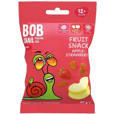 Снек Bob Snail Яблоко-Клубника с 12 месяцев 40 г: цены и характеристики